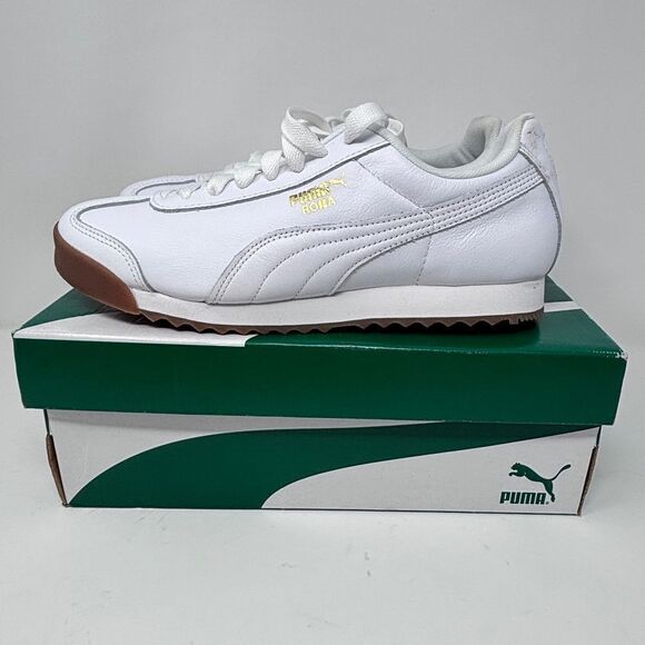 Puma Roma Classic Gum White Leather Sneakers - Size 8 (US) - Lightly used w/ box - Picture 1 of 12